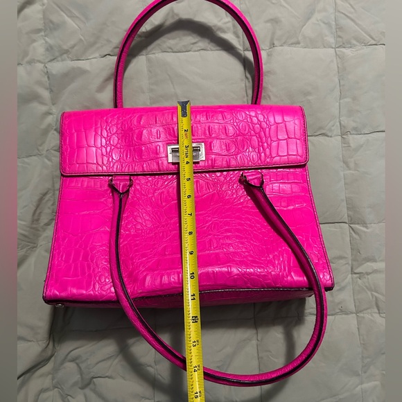 Kate Spade Sinclair Orchard Valley Pink Sapphire Crocodile Embossed Leather Bag - Picture 12 of 13